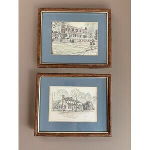 Clark M Goff Pair Of 2 Prints Williamsburg Virginia Tavern Vintage Aesthetic Art